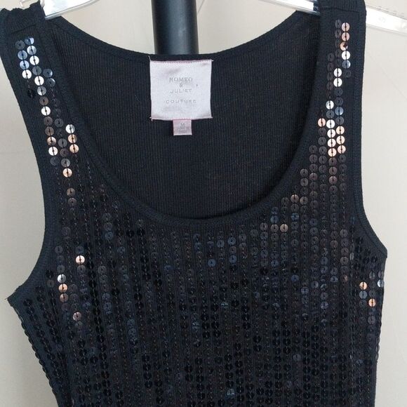 Romeo and Juliet Couture Black Sequin Tank Top - Picture 1 of 11